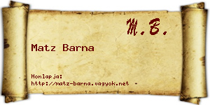 Matz Barna névjegykártya
